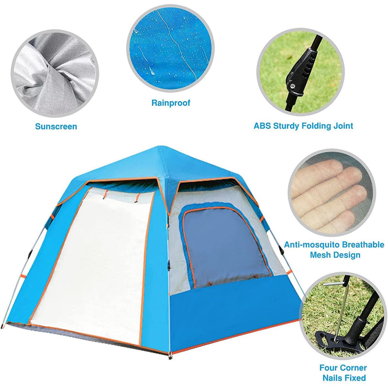 Load image into Gallery viewer, Instant Pop Up Tent For Hiking 2/3/4 Person Camping Tents, Waterproof Windproof Family Tent With Top Rainfly, Easy Set Up, Portable With Carry Bag, With UV Protection  / BLUE
