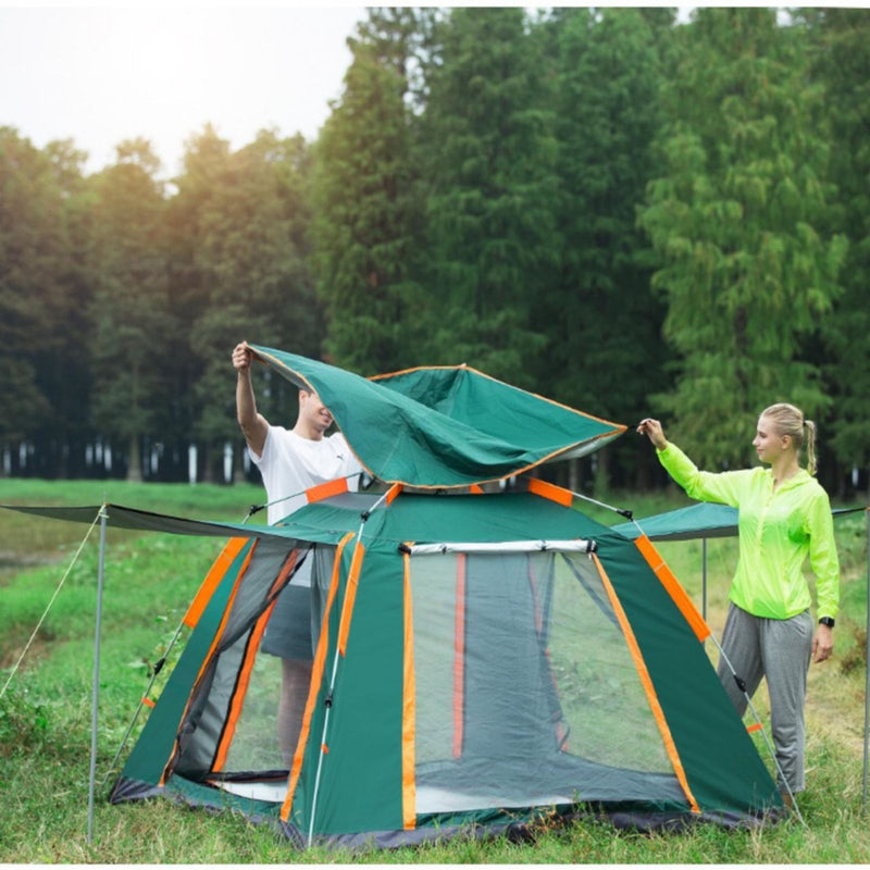 Load image into Gallery viewer, Instant Pop Up Tent For Hiking 2/3/4 Person Camping Tents, Waterproof Windproof Family Tent With Top Rainfly, Easy Set Up, Portable With Carry Bag, With UV Protection  / GREEN-ORANGE
