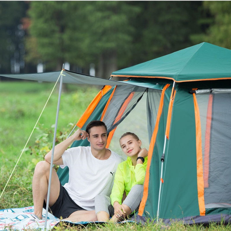 Load image into Gallery viewer, Instant Pop Up Tent For Hiking 2/3/4 Person Camping Tents, Waterproof Windproof Family Tent With Top Rainfly, Easy Set Up, Portable With Carry Bag, With UV Protection  / GREEN-ORANGE
