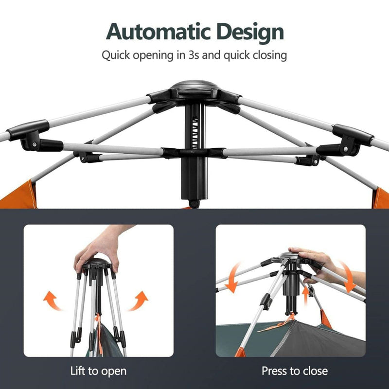 Load image into Gallery viewer, Instant Pop Up Tent For Hiking 2/3/4 Person Camping Tents, Waterproof Windproof Family Tent With Top Rainfly, Easy Set Up, Portable With Carry Bag, With UV Protection  / GREEN-ORANGE
