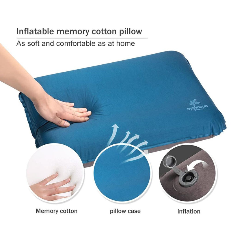 Load image into Gallery viewer, Self Inflating Camping Pillow with Ergonomic 4D Support - Blue
