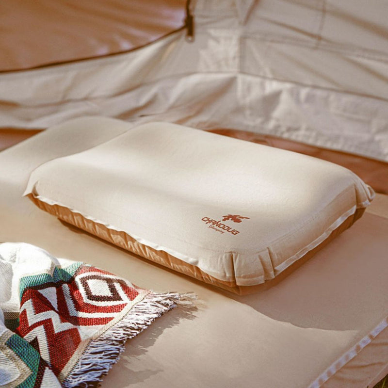 Load image into Gallery viewer, Self Inflating Camping Pillow with Ergonomic 3D Support - Gold
