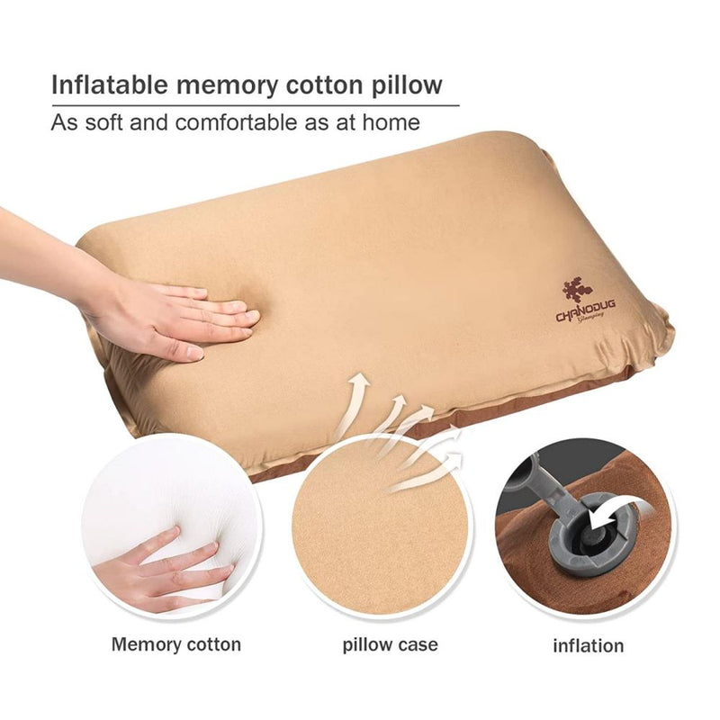 Load image into Gallery viewer, Self Inflating Camping Pillow with Ergonomic 3D Support - Gold
