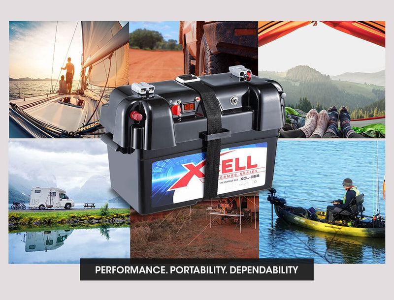 Load image into Gallery viewer, X-CELL Deep Cycle Battery Box Marine Storage Case 12v Camper Camping Boat Power
