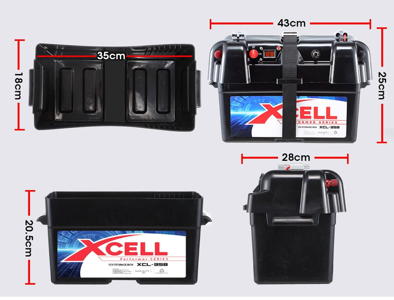 Load image into Gallery viewer, X-CELL Deep Cycle Battery Box Marine Storage Case 12v Camper Camping Boat Power
