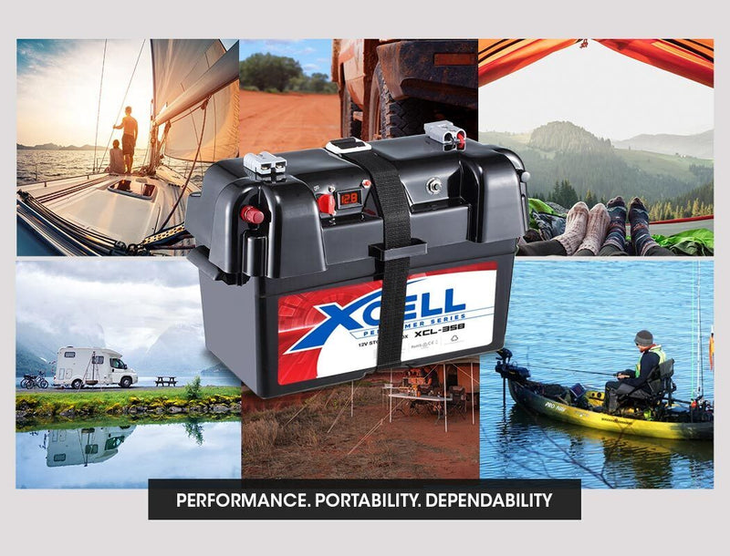 Load image into Gallery viewer, X-CELL Deep Cycle Battery Box Marine Storage Case Boat 12v Camper Camping Power
