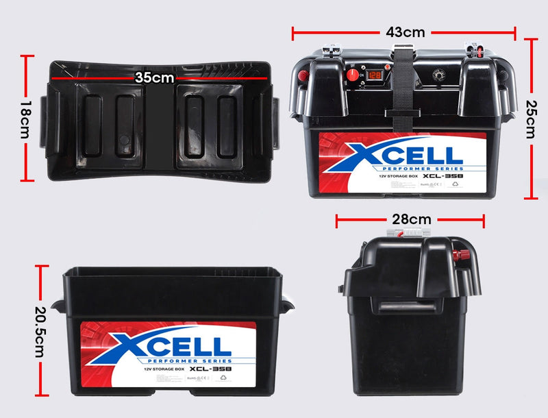 Load image into Gallery viewer, X-CELL Deep Cycle Battery Box Marine Storage Case Boat 12v Camper Camping Power
