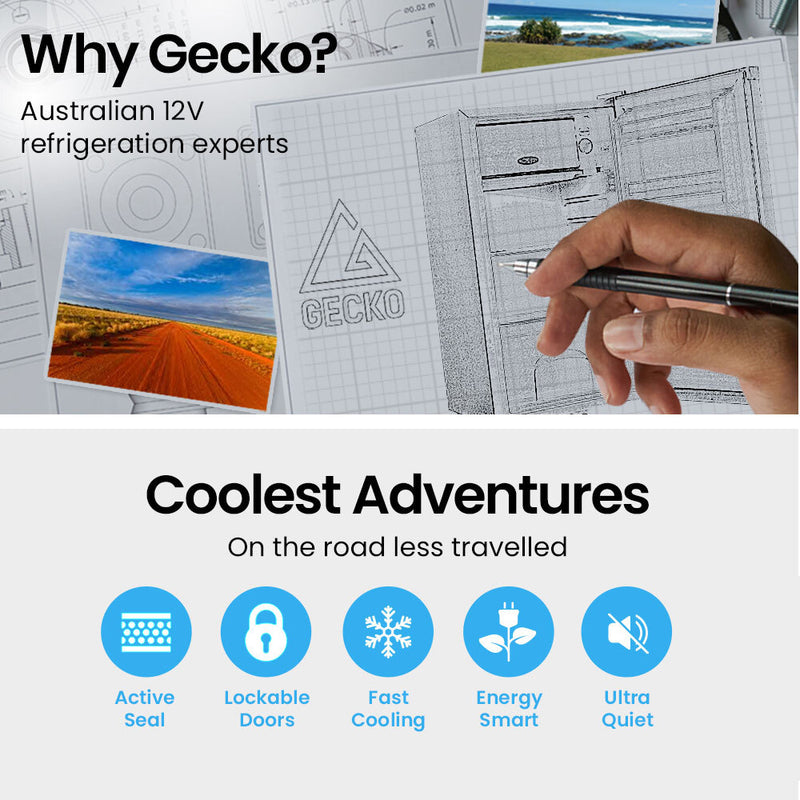 Load image into Gallery viewer, GECKO 70L Portable Fridge Freezer Camping Caravan Car Fridges 12V/24V/240V , Black
