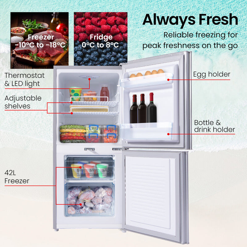 Load image into Gallery viewer, GECKO 119L Upright Portable Fridge / Freezer, 12V/24V/240V for Motorhome and Caravan, Silver

