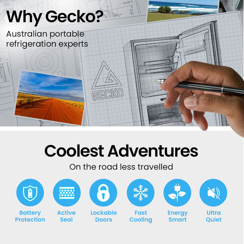 Load image into Gallery viewer, GECKO 119L Upright Portable Fridge / Freezer, 12V/24V/240V for Motorhome and Caravan, Silver
