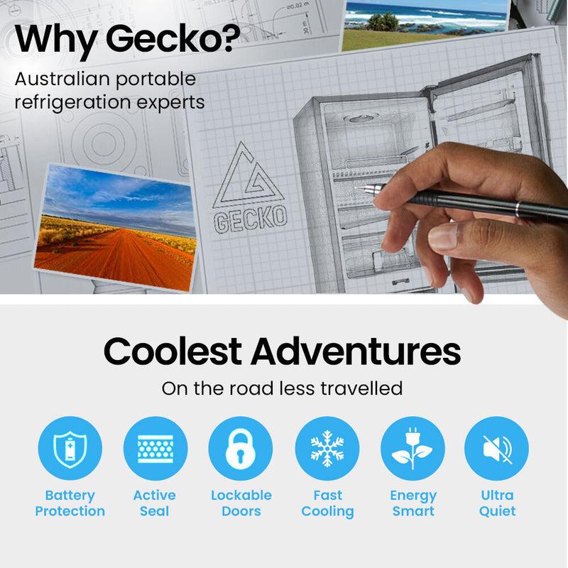 Load image into Gallery viewer, GECKO 139L Upright Portable Fridge / Freezer, 12V/24V/240V for Motorhome and Caravan, Silver
