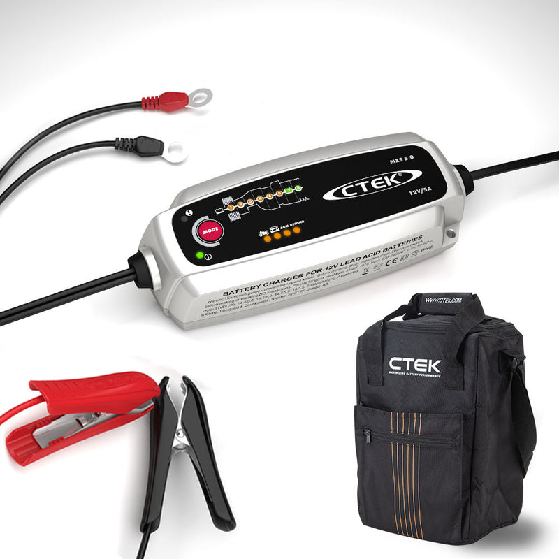 Load image into Gallery viewer, CTEK MXS 5.0 12V 5 Amp Smart Battery Charger and Cooler Bag Combo
