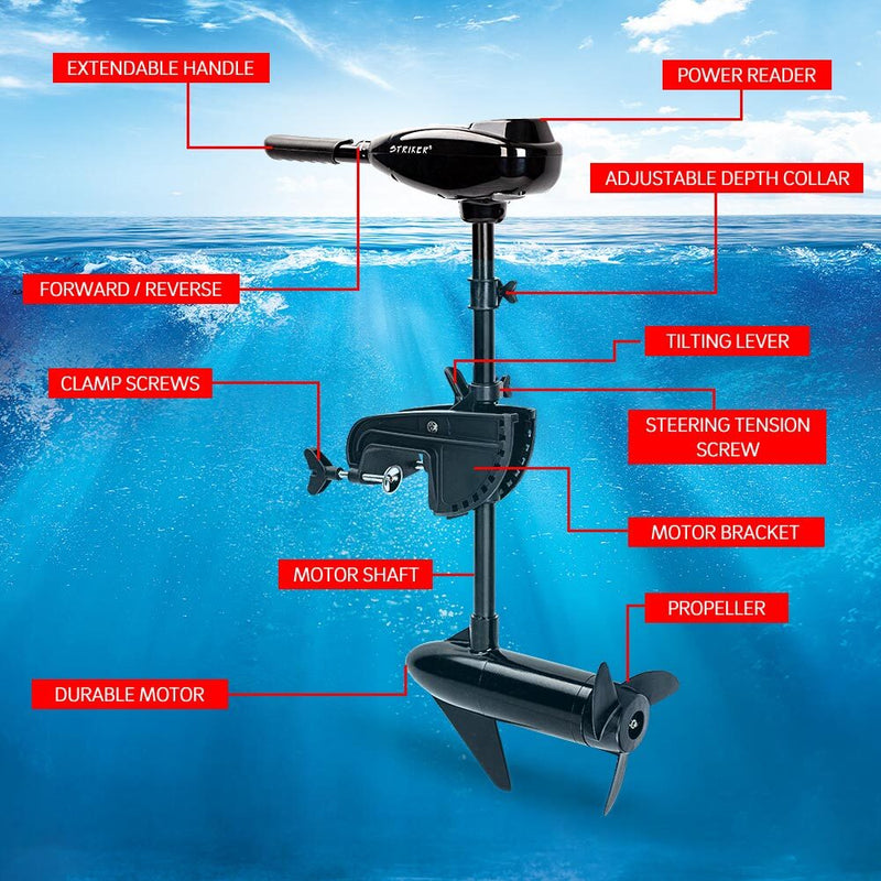 Load image into Gallery viewer, Striker 60LBS Electric Trolling Motor Inflatable Boat Fishing Marine Outboard Engine
