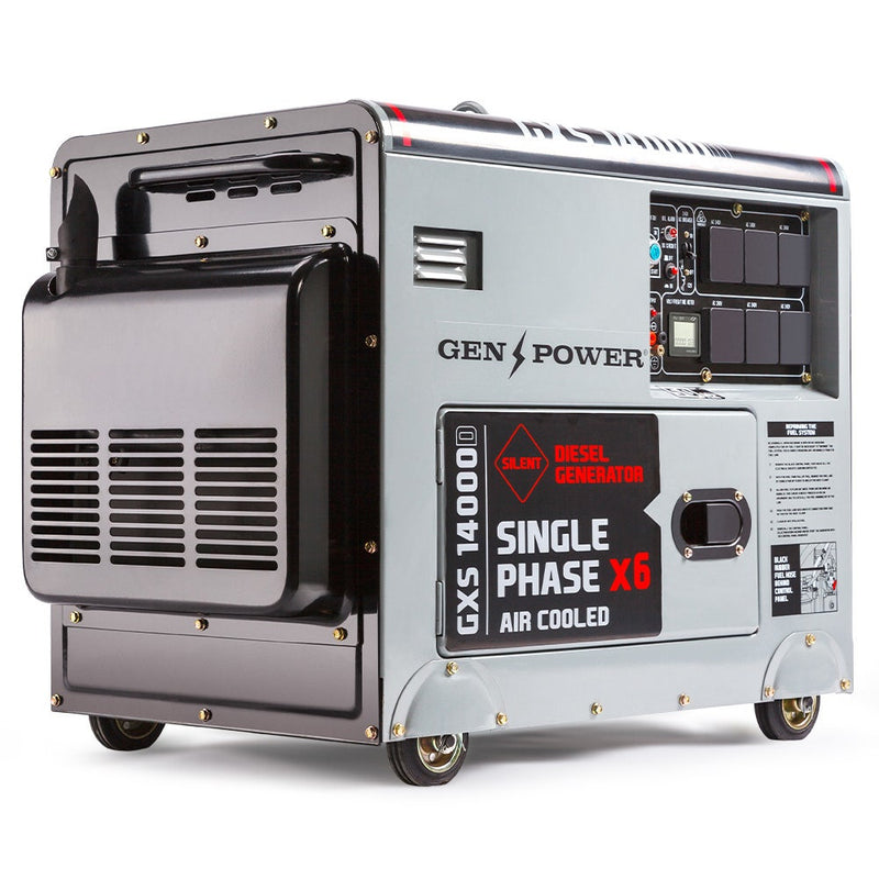 Load image into Gallery viewer, GENPOWER 8.4kW Peak 6kW Rated Commercial Diesel Generator, Electric Key Start, 6 x 15A, Single Phase
