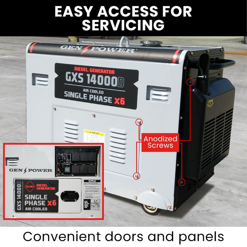 Load image into Gallery viewer, GENPOWER 8.4kW Peak 6kW Rated Commercial Diesel Generator, Electric Key Start, 6 x 15A, Single Phase
