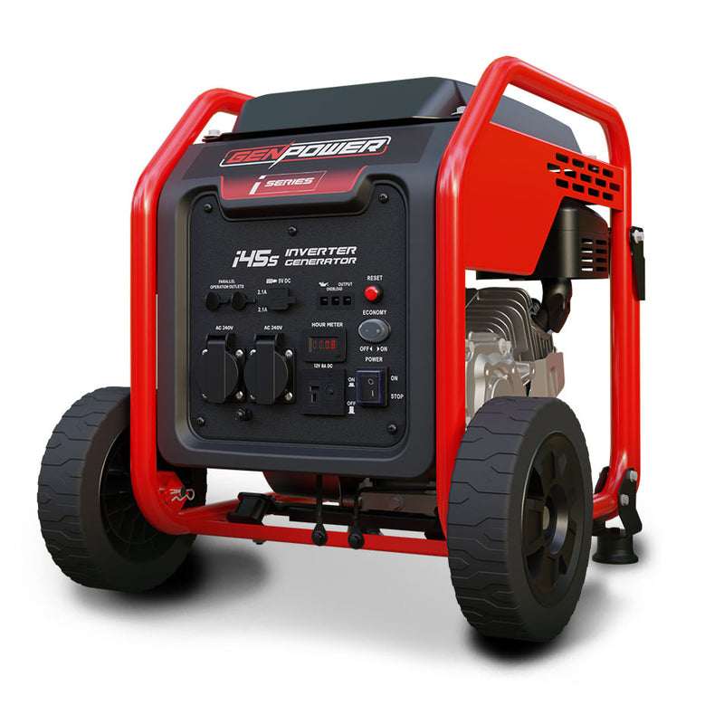 Load image into Gallery viewer, GENPOWER Inverter Generator Portable Petrol 3.5kW Max Pure Sine Wave Camping Power Station Wheels
