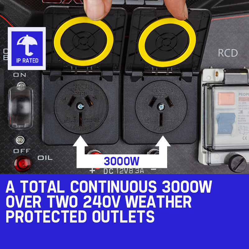 Load image into Gallery viewer, GENPOWER 4.2kW Peak 3kW Rated Generator Single-Phase Petrol - Site Portable
