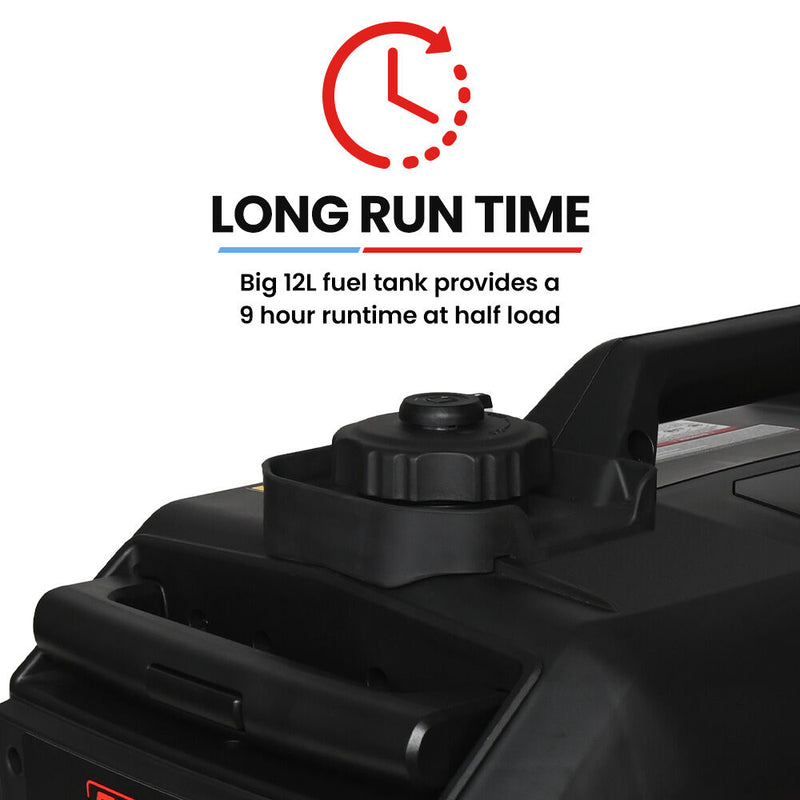 Load image into Gallery viewer, GENPOWER 4.7kW Peak 3.8kW Inverter Generator, Push Button &amp; Remote Start, Portable w/ Wheels, Camping, Backup, Mobile A/C
