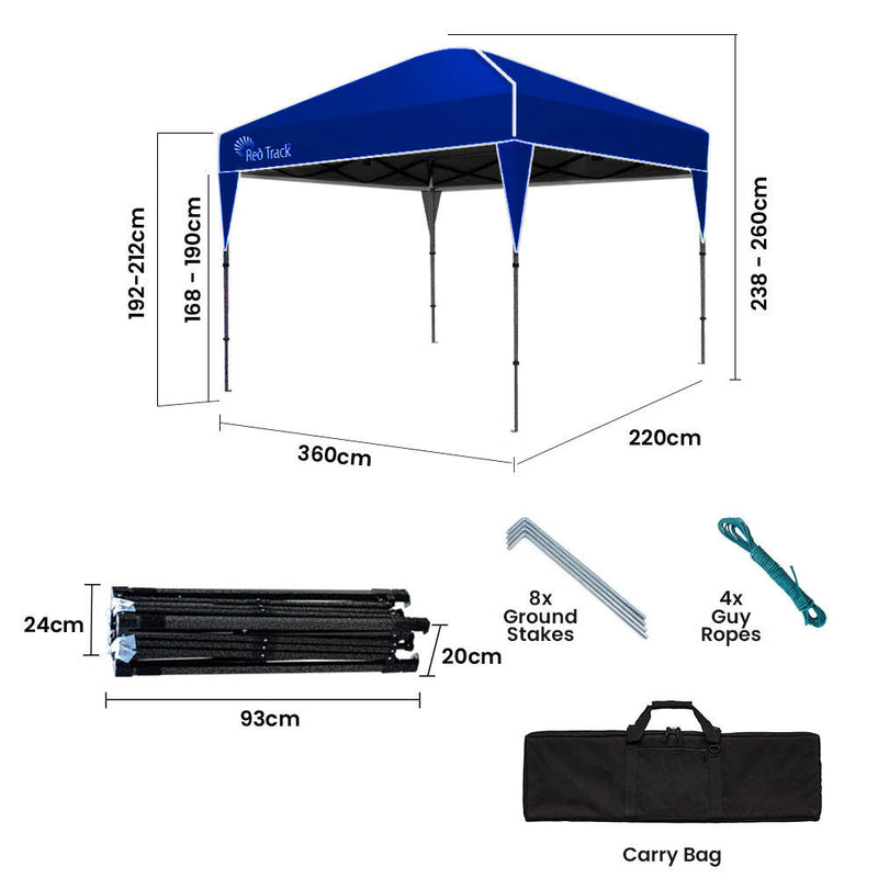 Load image into Gallery viewer, RED TRACK 3.6x2.2m Ultra Compact Folding Gazebo, Carry bag, Portable Outdoor Popup Marquee for Camping Beach, Navy Blue

