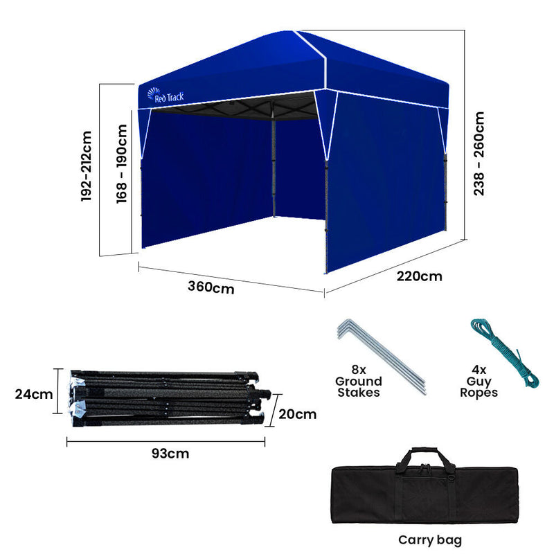 Load image into Gallery viewer, RED TRACK 3.6x2.2m Ultra Compact Folding Gazebo, Walls, Carry bag, Portable Outdoor Popup Marquee for Camping Beach, Navy Blue
