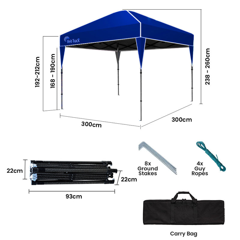 Load image into Gallery viewer, RED TRACK 3x3m Ultra Compact Folding Gazebo, Carry bag, Portable Outdoor Popup Marquee for Camping Beach, Navy Blue
