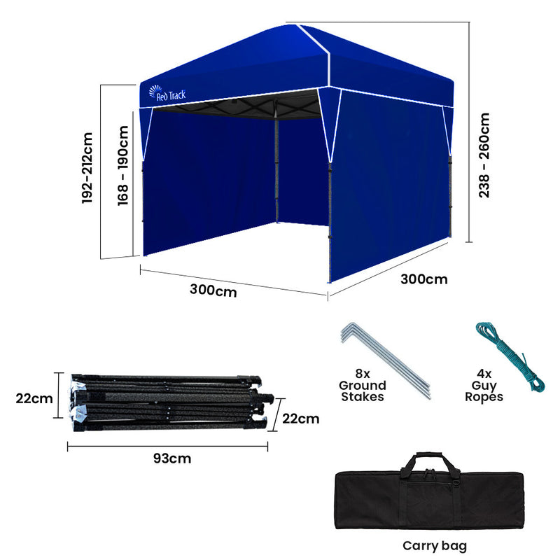 Load image into Gallery viewer, RED TRACK 3x3m Ultra Compact Folding Gazebo, Walls, Carry bag, Portable Outdoor Popup Marquee for Camping Beach, Navy Blue
