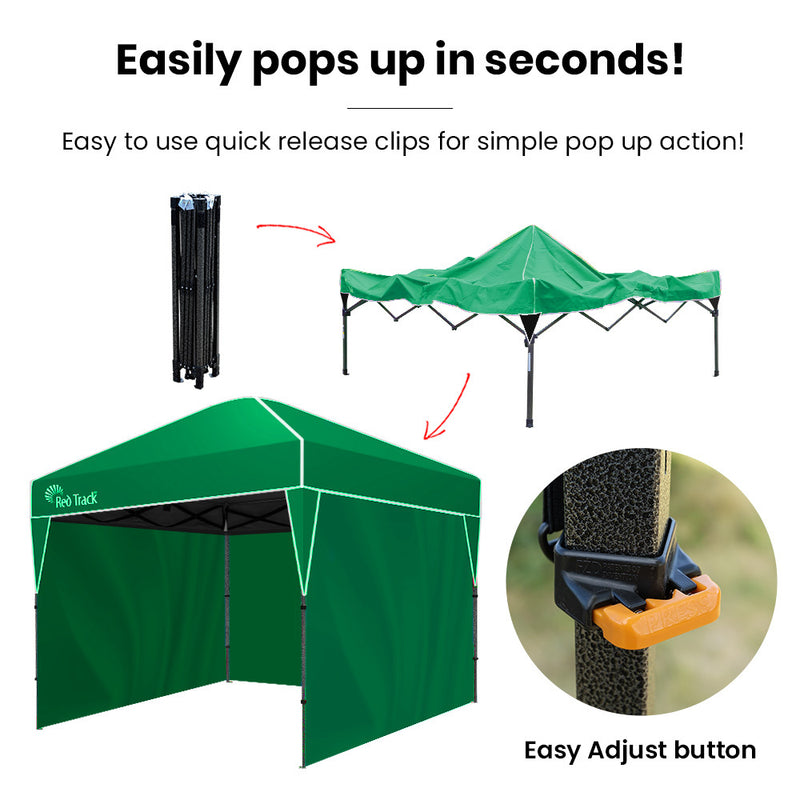 Load image into Gallery viewer, RED TRACK 3x3m Ultra Compact Folding Gazebo, Walls, Carry bag, Portable Outdoor Popup Marquee for Camping Beach, Green
