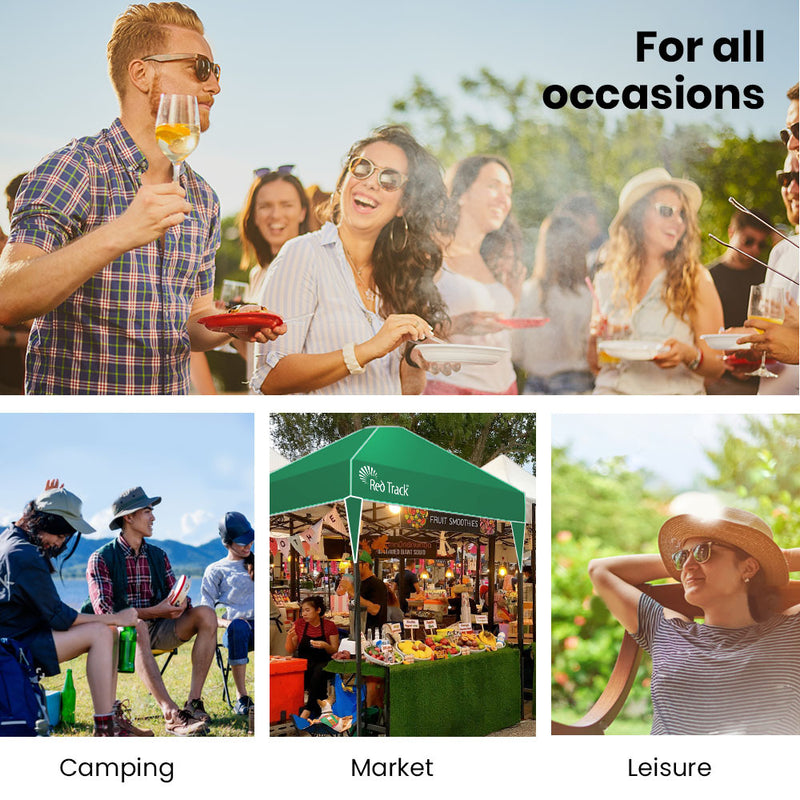 Load image into Gallery viewer, RED TRACK 3x3m Ultra Compact Folding Gazebo, Walls, Carry bag, Portable Outdoor Popup Marquee for Camping Beach, Green
