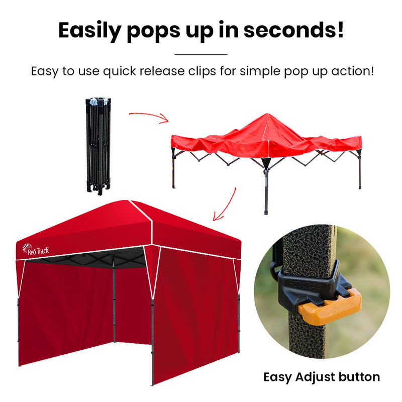 Load image into Gallery viewer, RED TRACK 3x3m Ultra Compact Folding Gazebo, Walls, Carry bag, Portable Outdoor Popup Marquee for Camping Beach, Red
