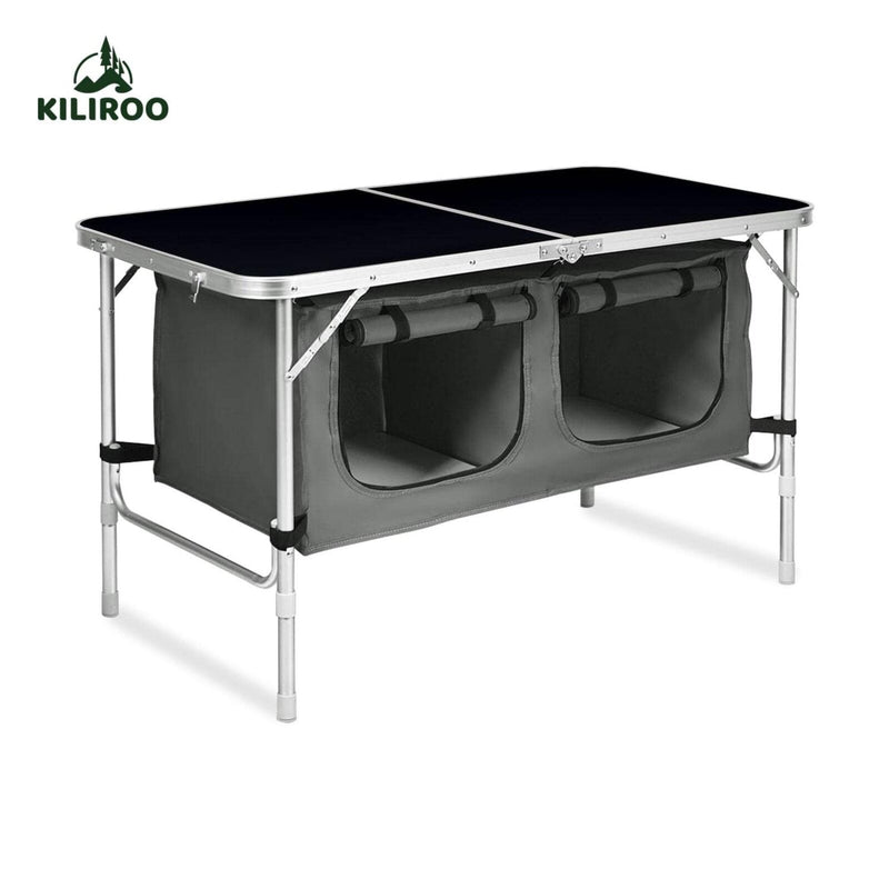 Load image into Gallery viewer, KILIROO Camping Table 120cm Black (With Grey Storage Bag)
