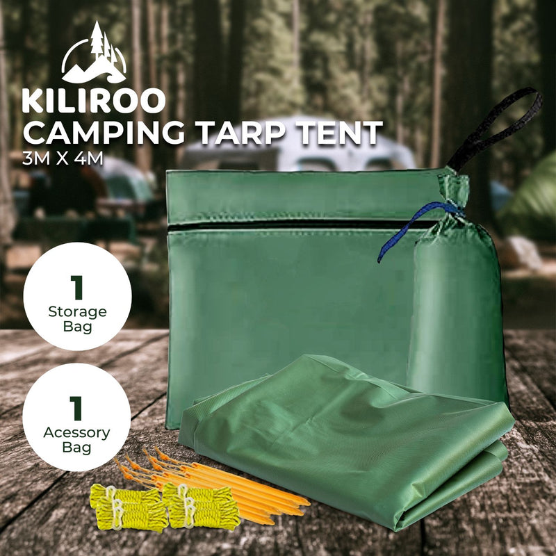 Load image into Gallery viewer, KILIROO 3X4m Large Waterproof Camping Tarp Tent (Forest Green)
