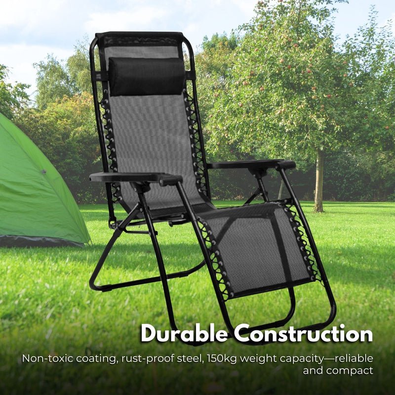 Load image into Gallery viewer, KILIROO Folding Reclining Camping Chair With Breathable Mesh (Black)
