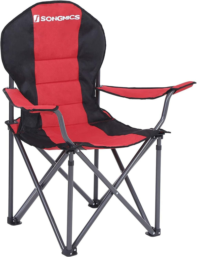 Load image into Gallery viewer, SONGMICS Folding Camping Chair with Bottle Holder Red and Black
