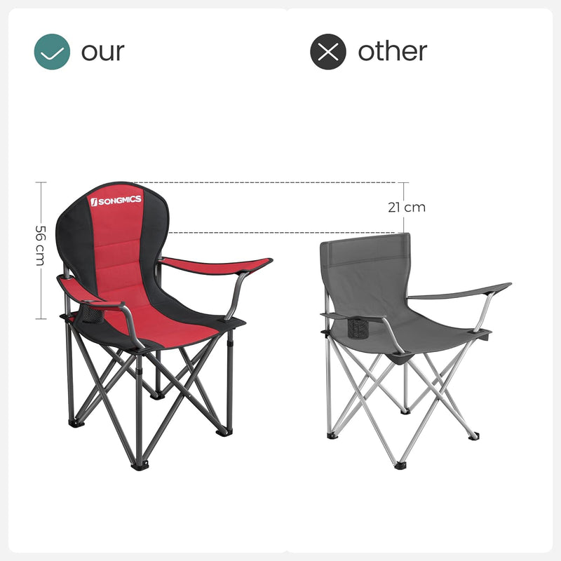 Load image into Gallery viewer, SONGMICS Folding Camping Chair with Bottle Holder Red and Black
