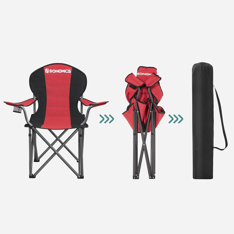 Load image into Gallery viewer, SONGMICS Folding Camping Chair with Bottle Holder Red and Black
