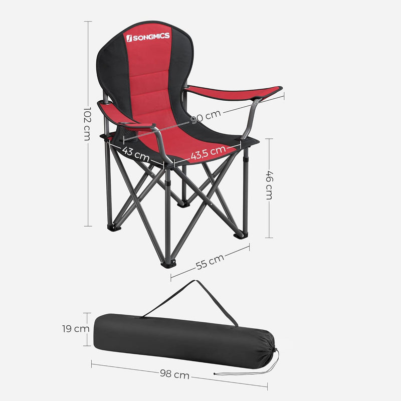 Load image into Gallery viewer, SONGMICS Folding Camping Chair with Bottle Holder Red and Black
