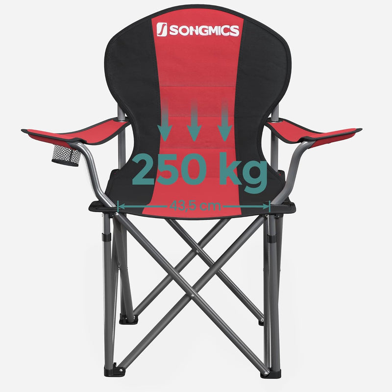 Load image into Gallery viewer, SONGMICS Folding Camping Chair with Bottle Holder Red and Black
