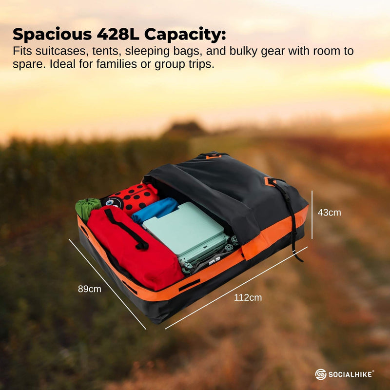 Load image into Gallery viewer, Social Hike 428L Car Rooftop Storage Carrier - Soft-Shell Waterproof Roof Bag
