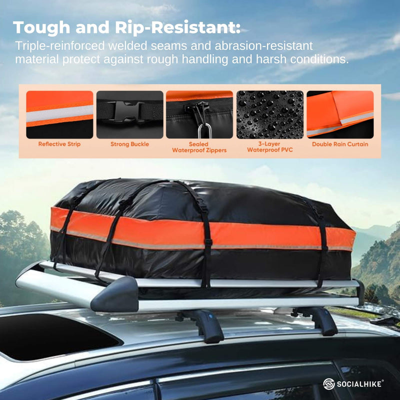 Load image into Gallery viewer, Social Hike 428L Car Rooftop Storage Carrier - Soft-Shell Waterproof Roof Bag
