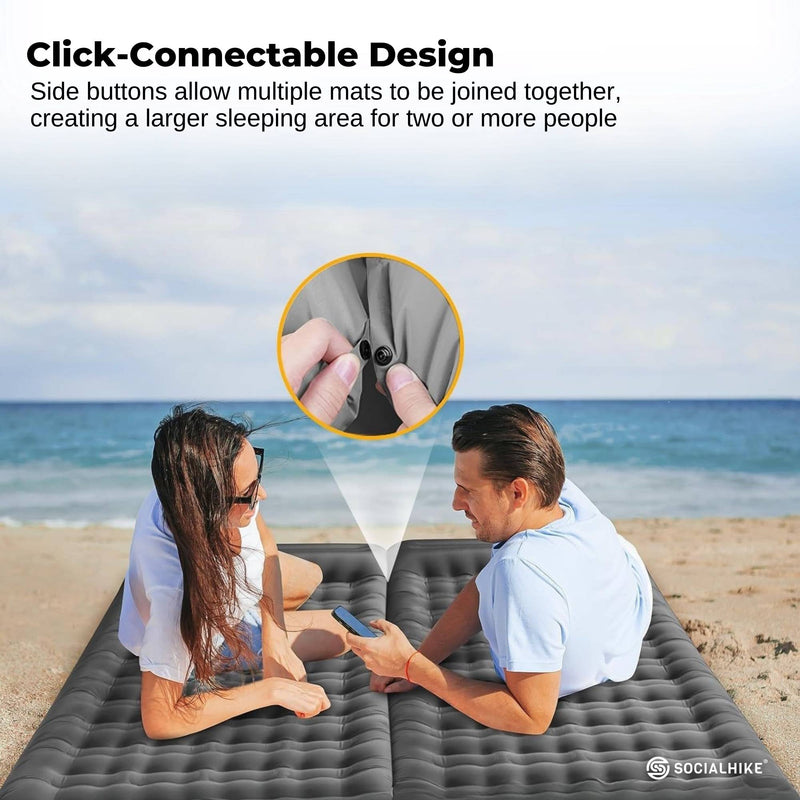 Load image into Gallery viewer, Social Hike Step-Inflating Camping Mattress Lightweight Waterproof Sleeping Grey
