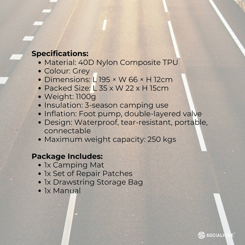 Load image into Gallery viewer, Social Hike Step-Inflating Camping Mattress Lightweight Waterproof Sleeping Grey
