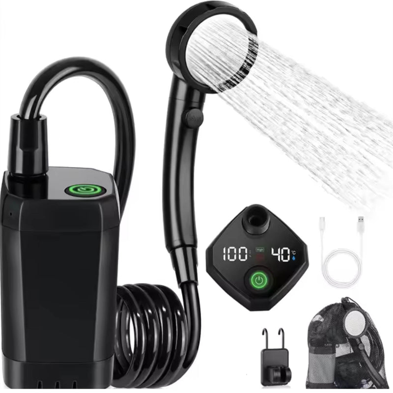 Load image into Gallery viewer, Social Hike Portable Camping Shower Kit - 6000MAh Outdoor Rechargeable Pump LED
