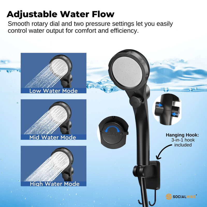 Load image into Gallery viewer, Social Hike Portable Camping Shower Kit - 6000MAh Outdoor Rechargeable Pump LED
