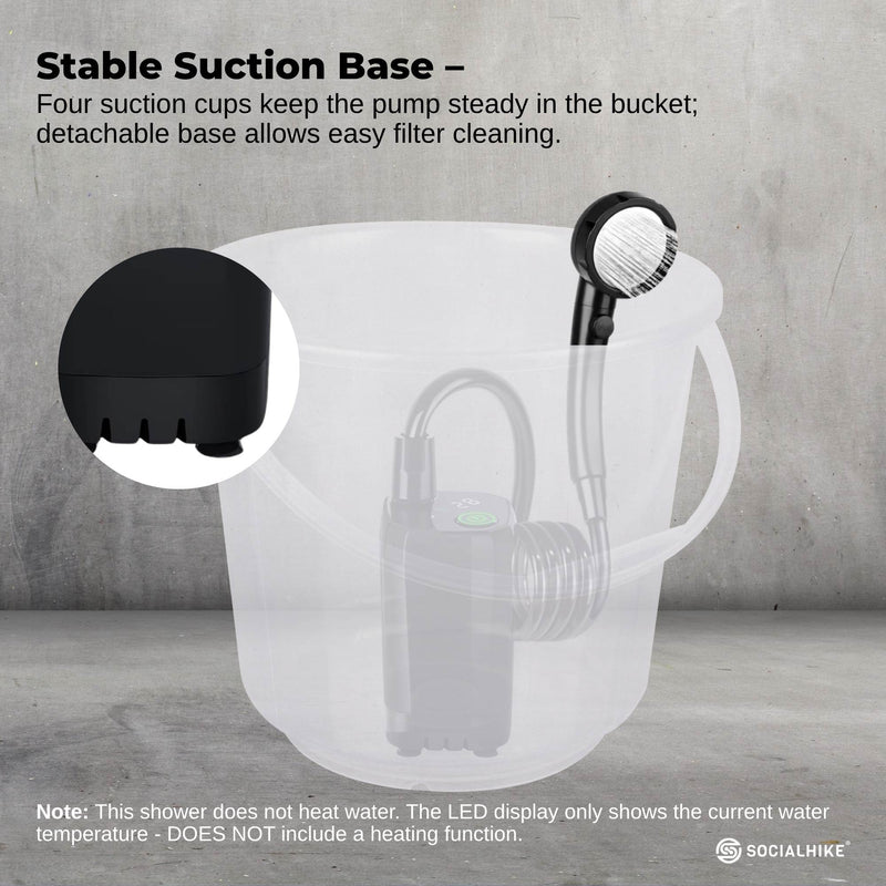 Load image into Gallery viewer, Social Hike Portable Camping Shower Kit - 6000MAh Outdoor Rechargeable Pump LED
