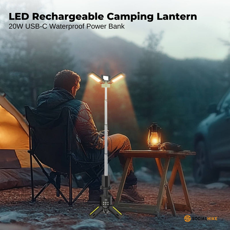 Load image into Gallery viewer, Social Hike Rechargeable Telescopic Camping Light - Outdoor LED 20W Lantern
