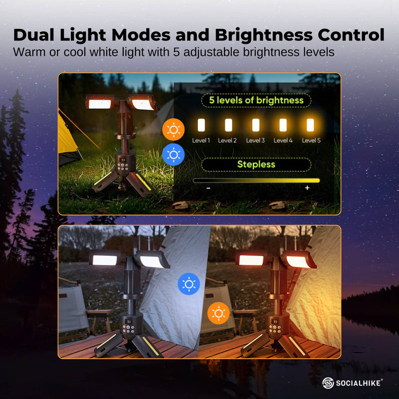 Load image into Gallery viewer, Social Hike Rechargeable Telescopic Camping Light - Outdoor LED 20W Lantern
