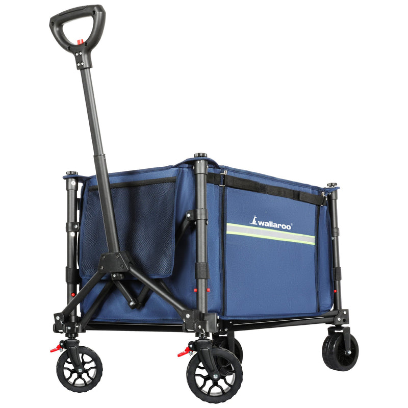 Load image into Gallery viewer, Wallaroo Collapsible 120L Blue Camping Trolley Steel Picnic Shopping Cart
