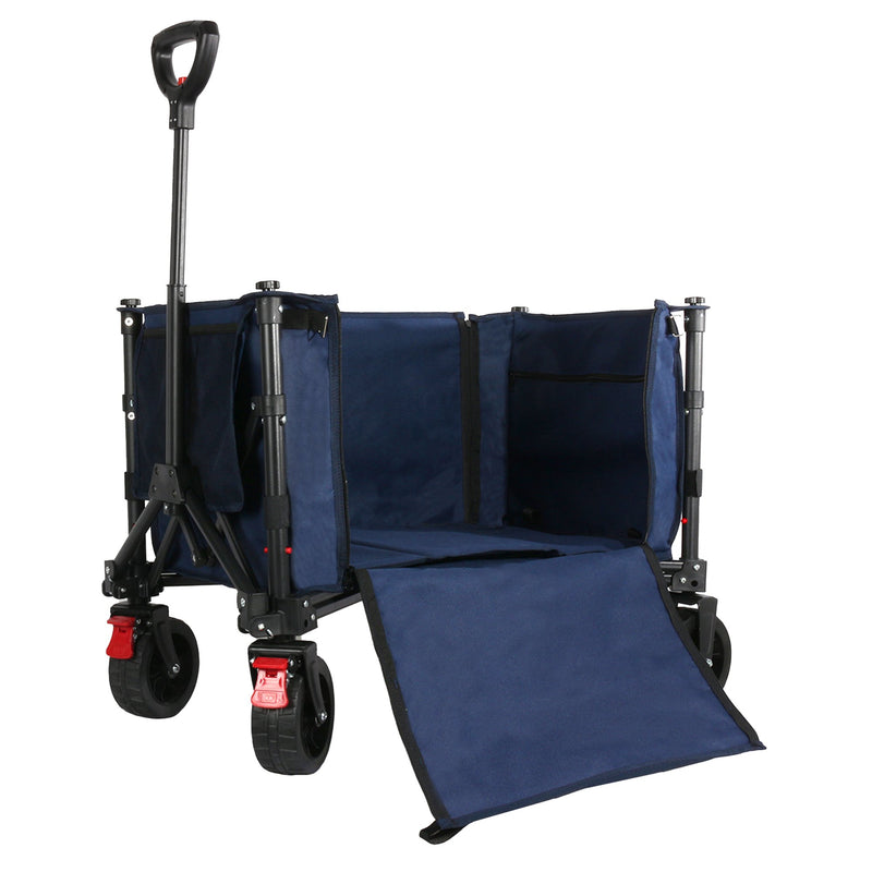 Load image into Gallery viewer, Wallaroo Collapsible 120L Blue Camping Trolley Steel Picnic Shopping Cart
