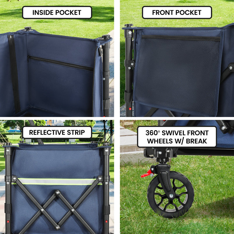Load image into Gallery viewer, Wallaroo Collapsible 120L Blue Camping Trolley Steel Picnic Shopping Cart
