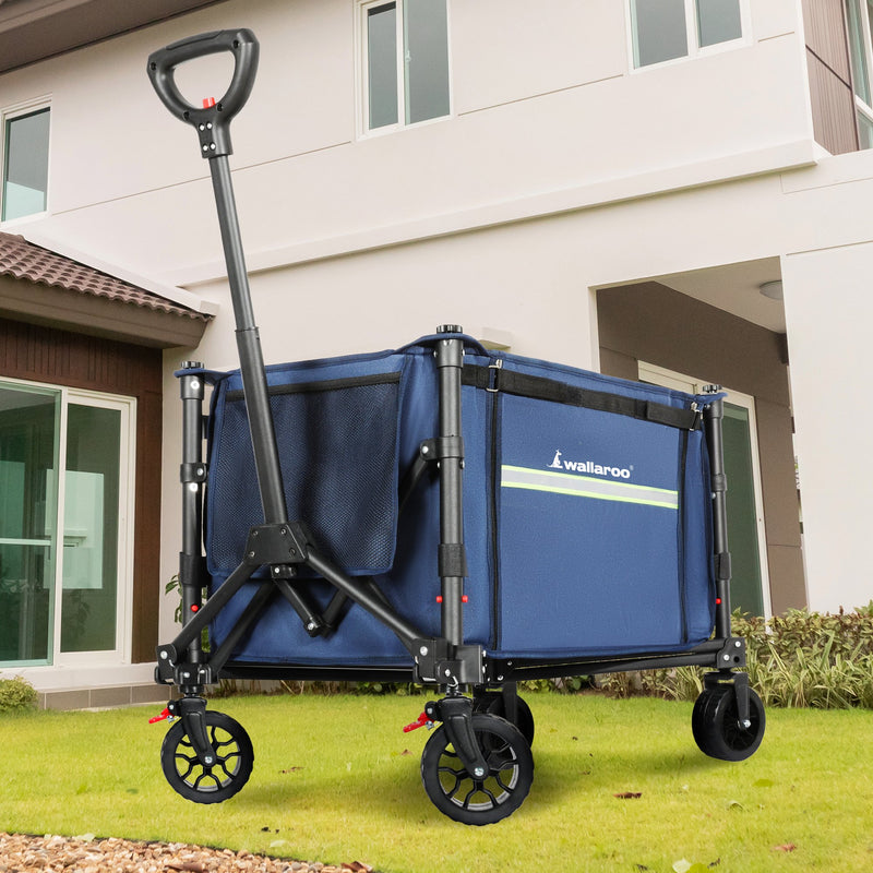 Load image into Gallery viewer, Wallaroo Collapsible 120L Blue Camping Trolley Steel Picnic Shopping Cart
